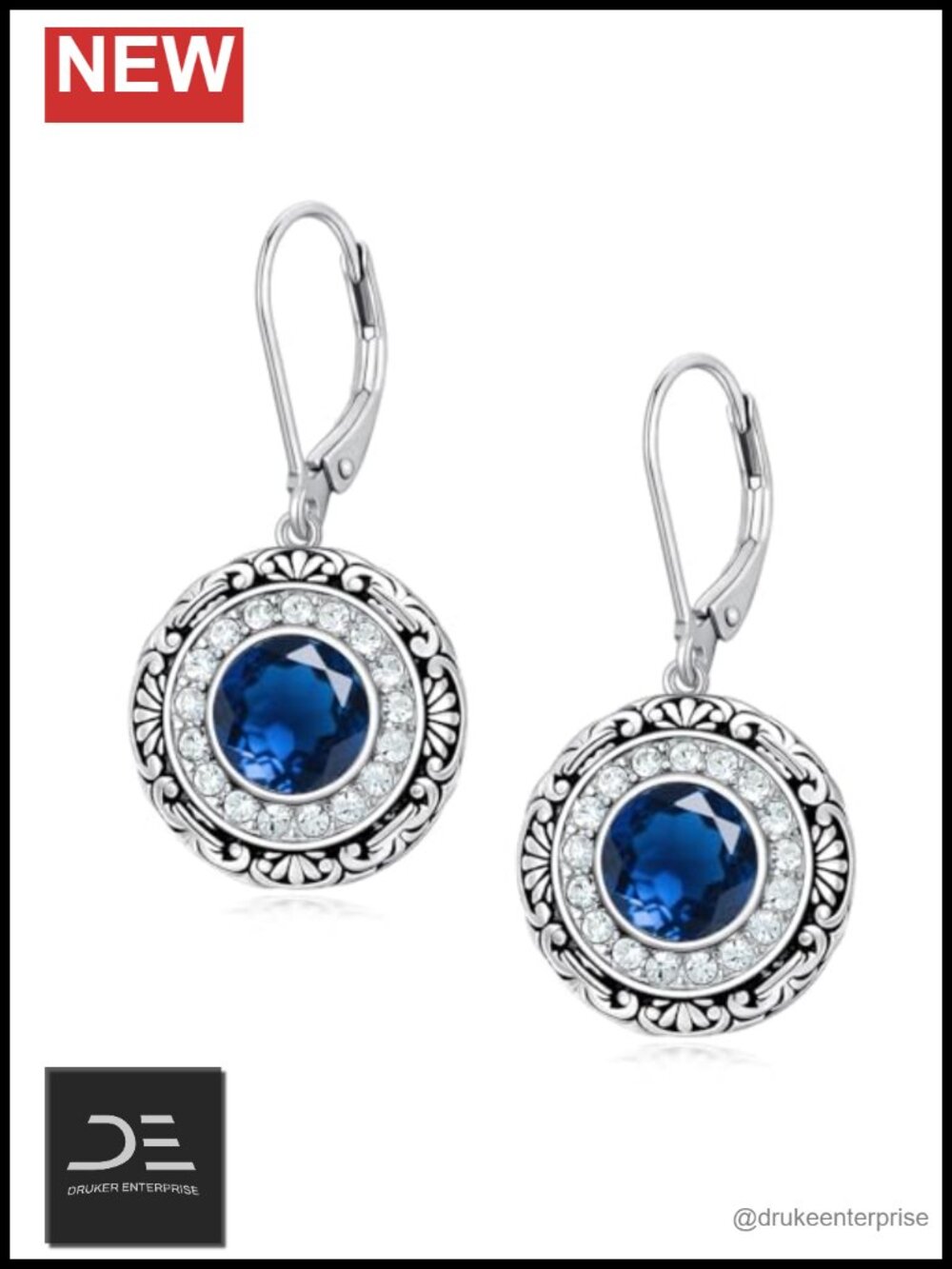 925 Sterling Silver Leverback Dangle Earrings Women Filigree Retro Drop